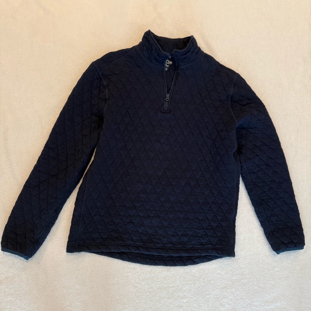 J. Crew Men's Dark Blue Quilted Zip-Up Pullover M